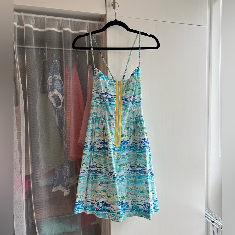 Lilly Pulitzer 100% Cotton Alexi High Tide Toile Dress Size 4
